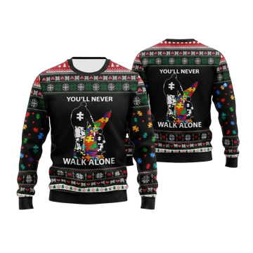 2026 Christmas Autism You'll Never Walk Alone Ugly Sweater - Moonbestprint