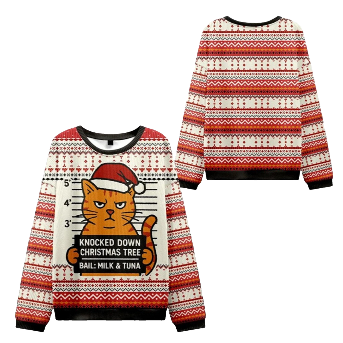 2026 Christmas Arrested Cat Christmas Tree Ugly Sweater - Moonbestprint