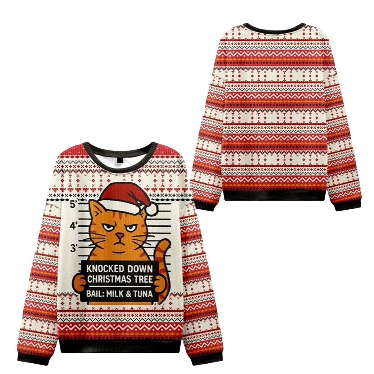 2026 Christmas Arrested Cat Christmas Tree Ugly Sweater - Moonbestprint