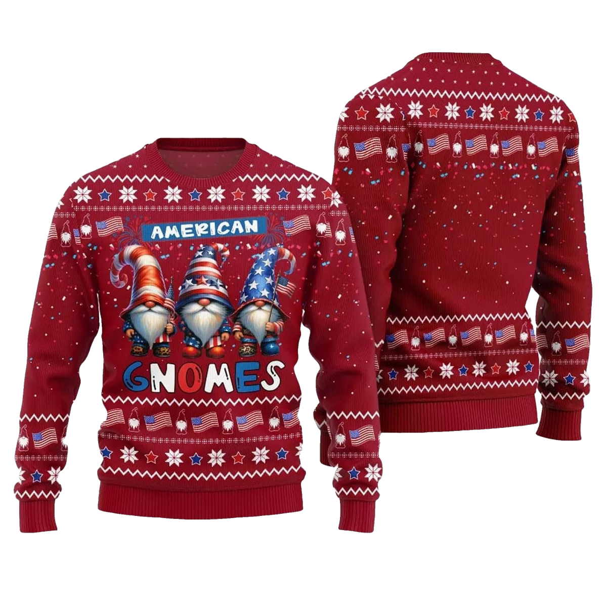 2026 Christmas American Gnomes Ugly Sweater - Moonbestprint