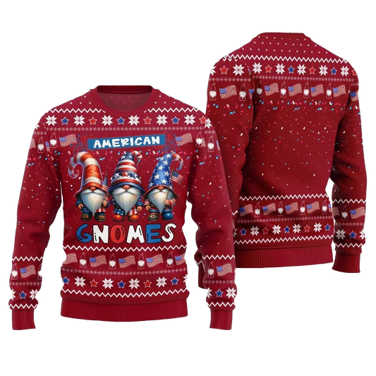 2026 Christmas American Gnomes Ugly Sweater - Moonbestprint