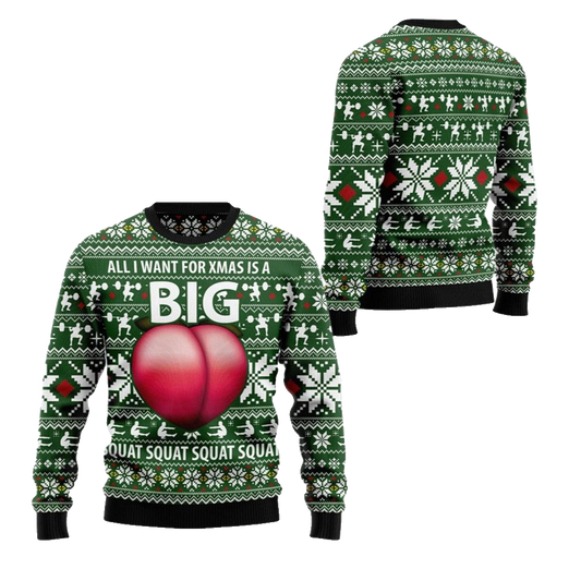 2026 Christmas All I Want For Xmas Is A Big Squat Ugly Christmas Sweater - Moonbestprint
