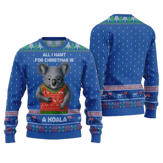 2026 Christmas All I Want For Christmas Is A Koala Ugly Christmas Sweater - Moonbestprint