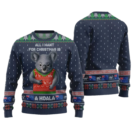 2026 Christmas All I Want For Christmas Is A Koala Ugly Christmas Sweater - Moonbestprint