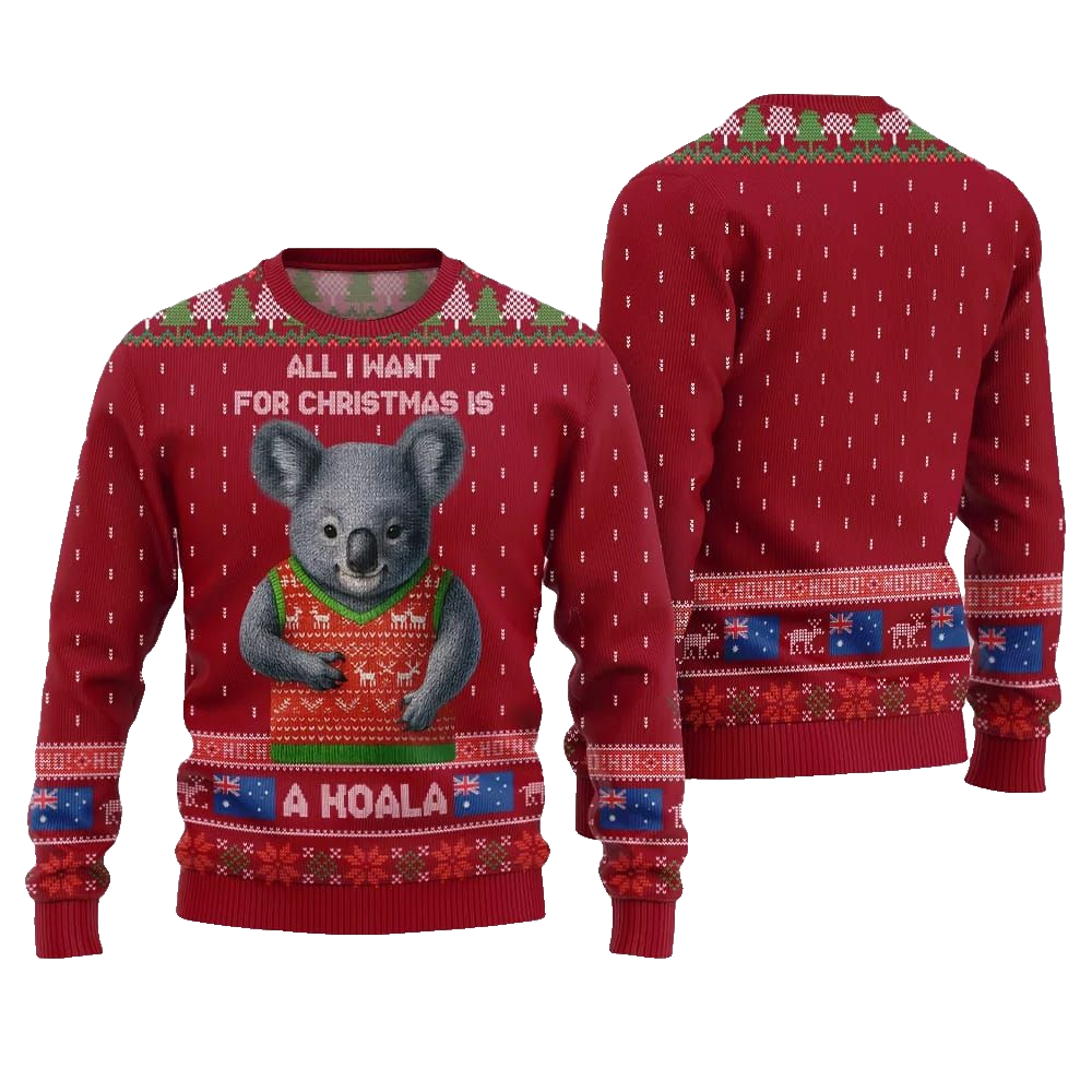 2026 Christmas All I Want For Christmas Is A Koala Ugly Christmas Sweater - Moonbestprint