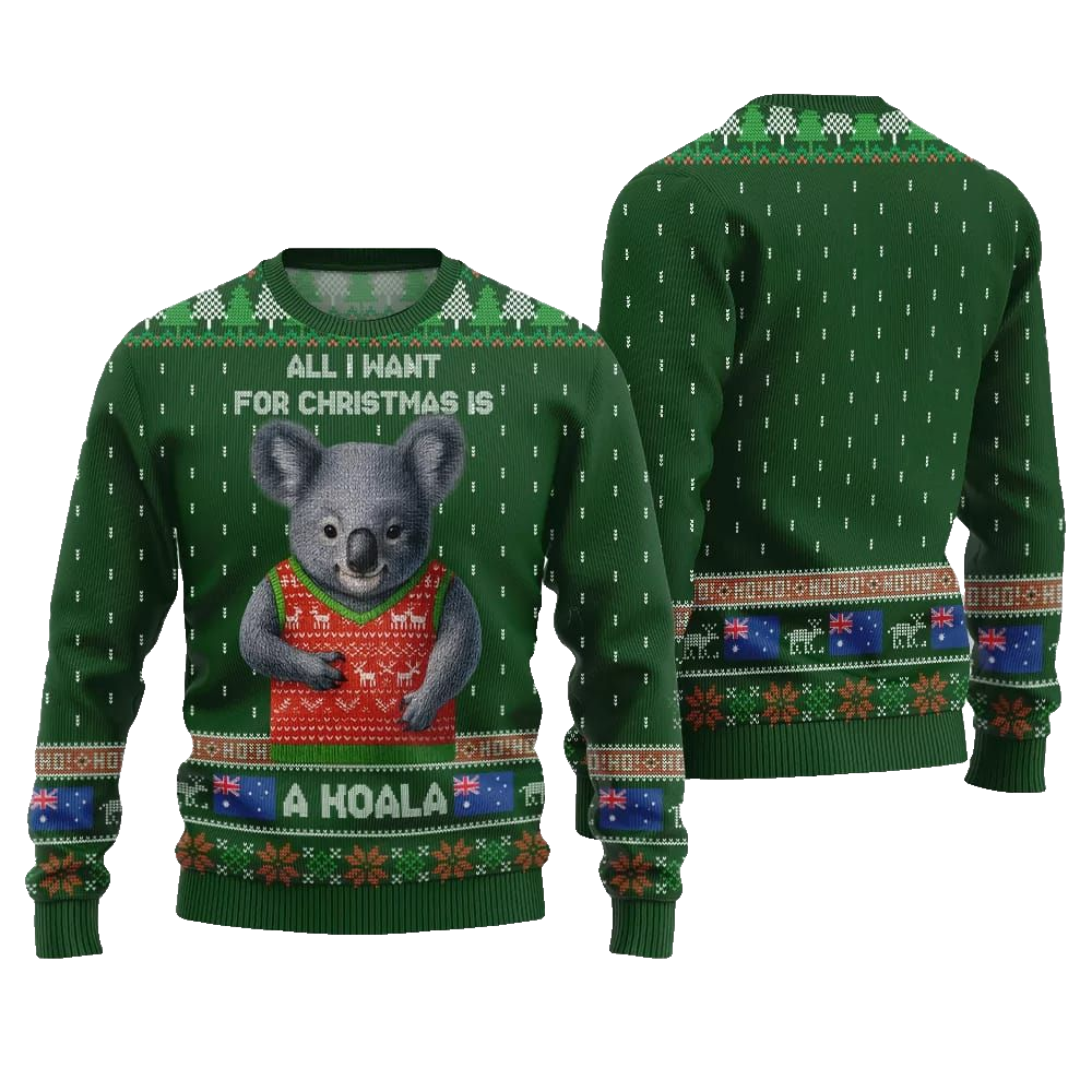 2026 Christmas All I Want For Christmas Is A Koala Ugly Christmas Sweater - Moonbestprint