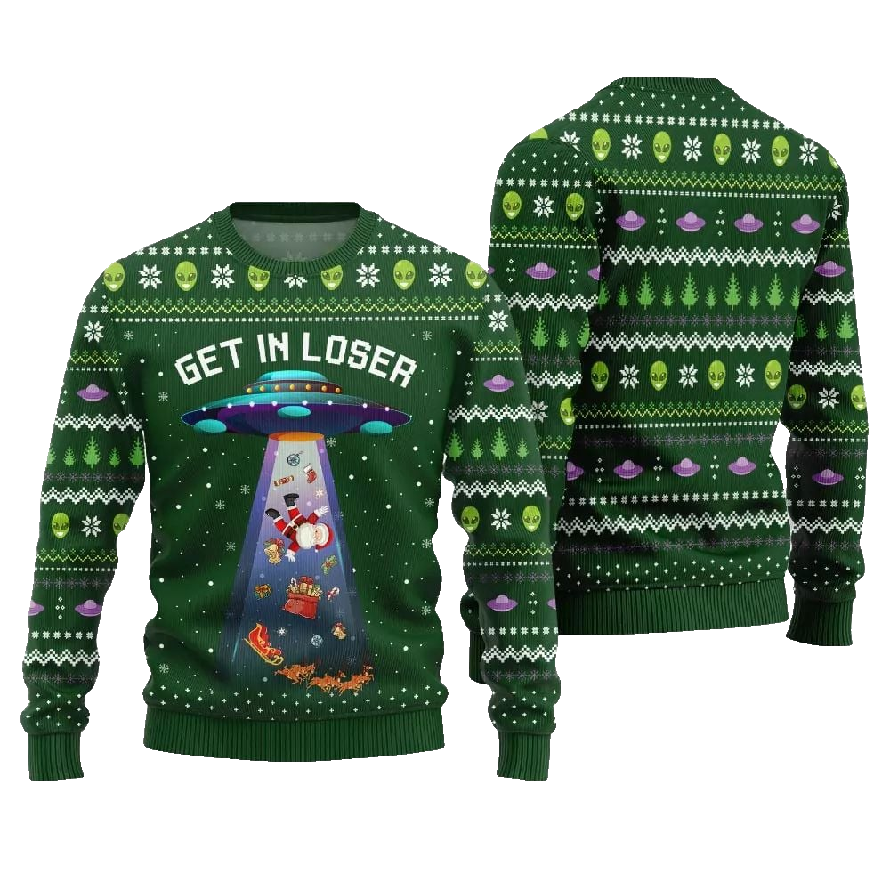 2026 Christmas Alien UFO Ugly Christmas Sweater - Moonbestprint