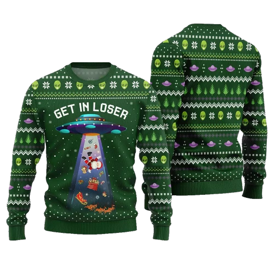 2026 Christmas Alien UFO Ugly Christmas Sweater - Moonbestprint