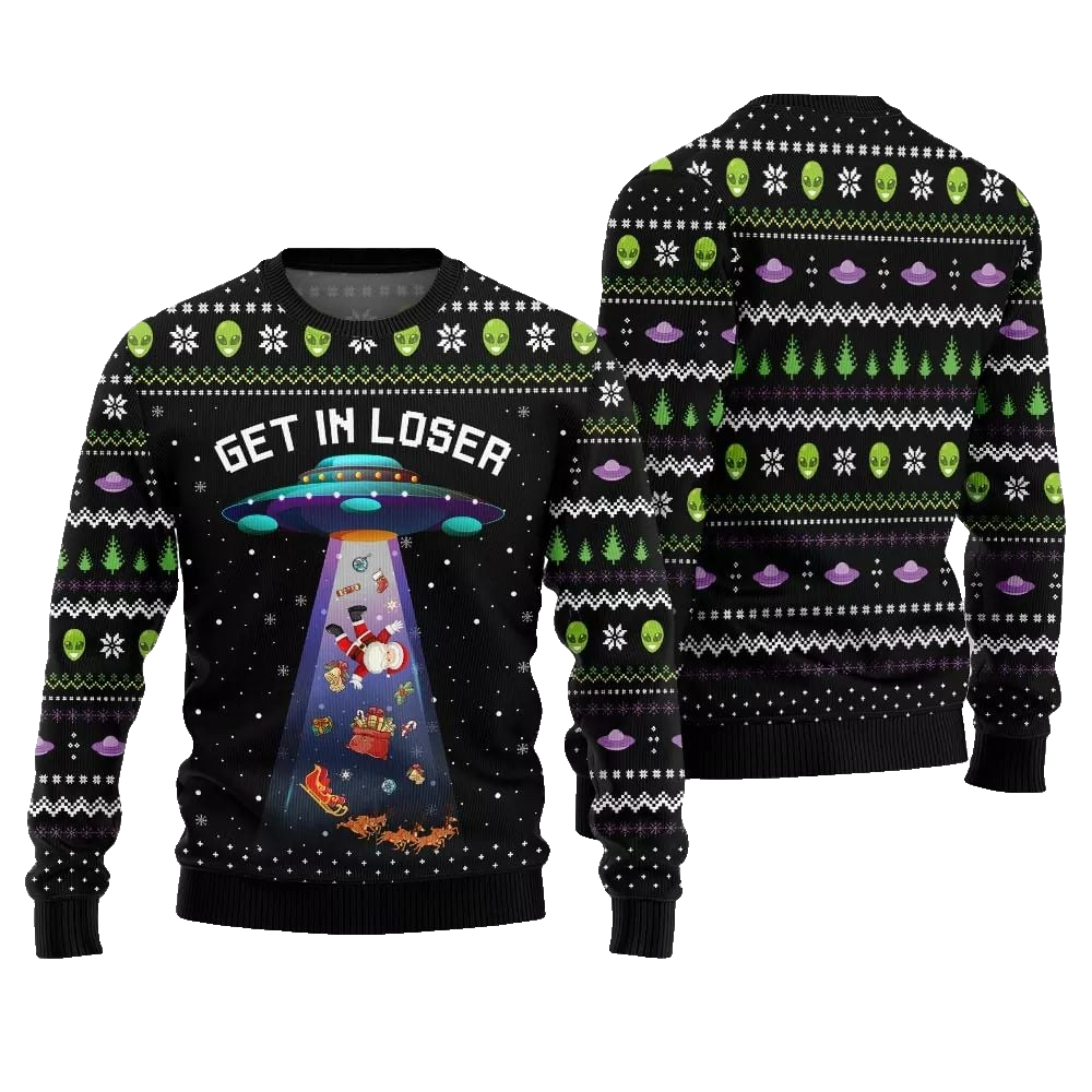 2026 Christmas Alien UFO Ugly Christmas Sweater - Moonbestprint