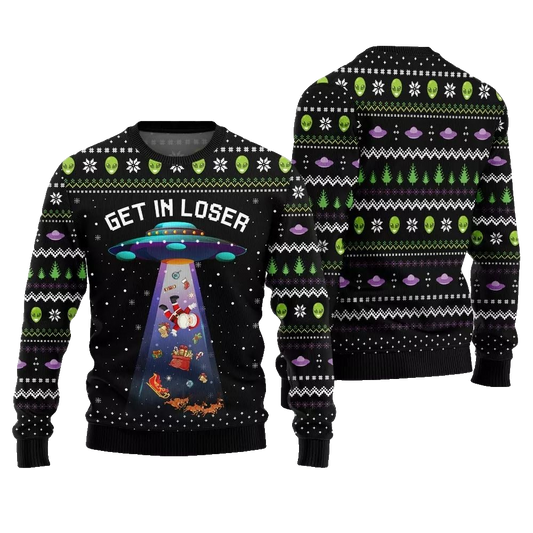 2026 Christmas Alien UFO Ugly Christmas Sweater - Moonbestprint