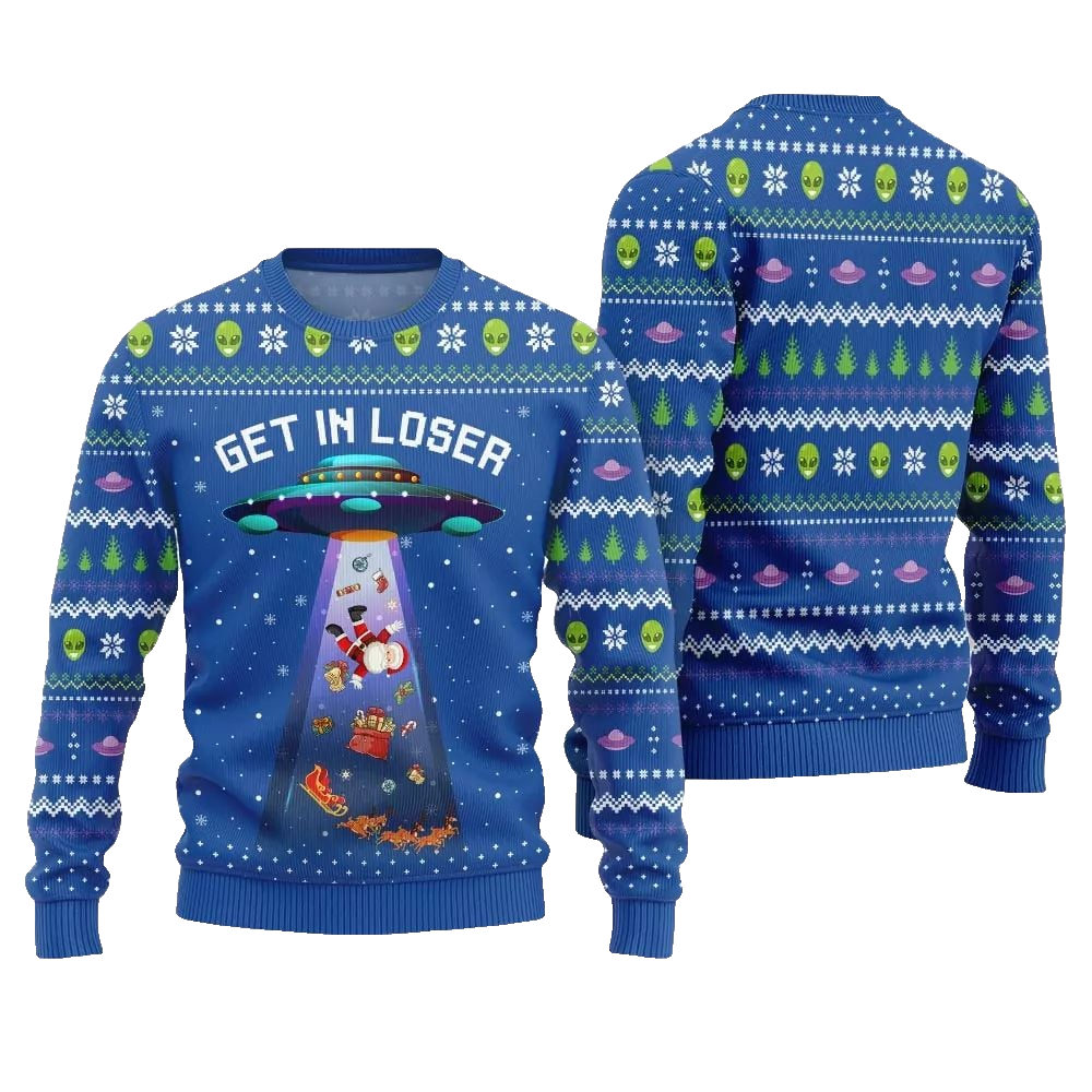 2026 Christmas Alien UFO Ugly Christmas Sweater - Moonbestprint