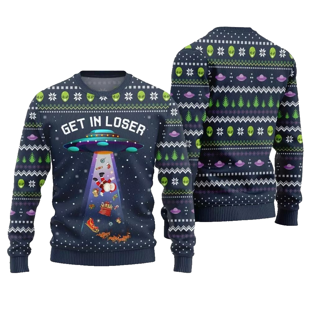 2026 Christmas Alien UFO Ugly Christmas Sweater - Moonbestprint