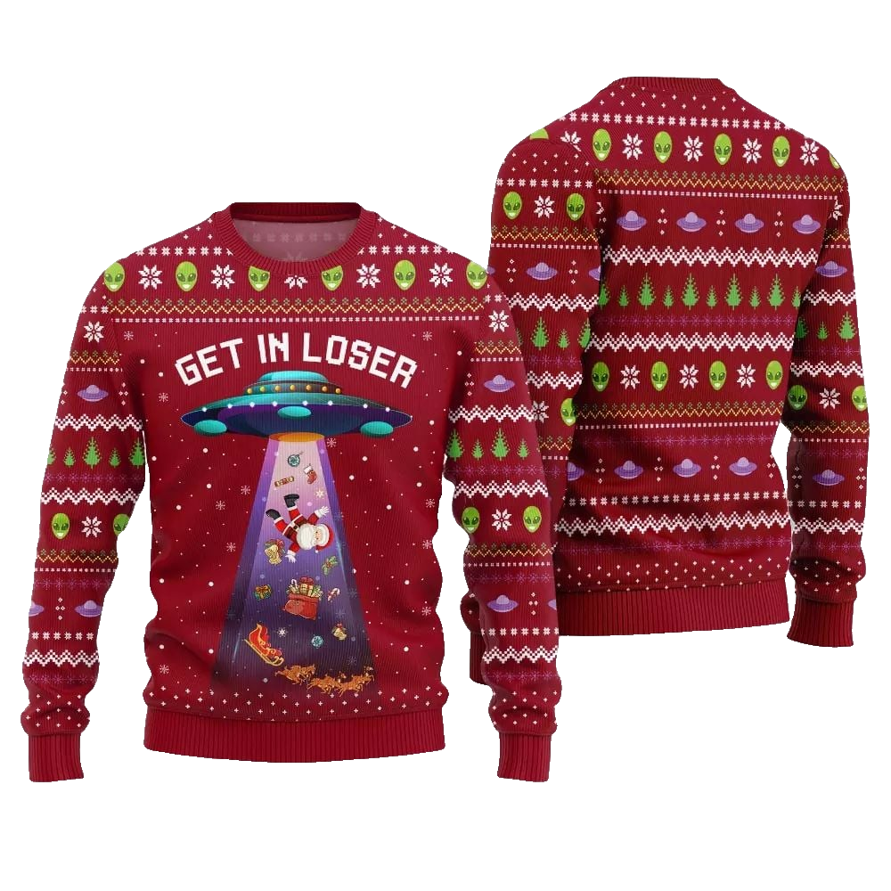 2026 Christmas Alien UFO Ugly Christmas Sweater - Moonbestprint