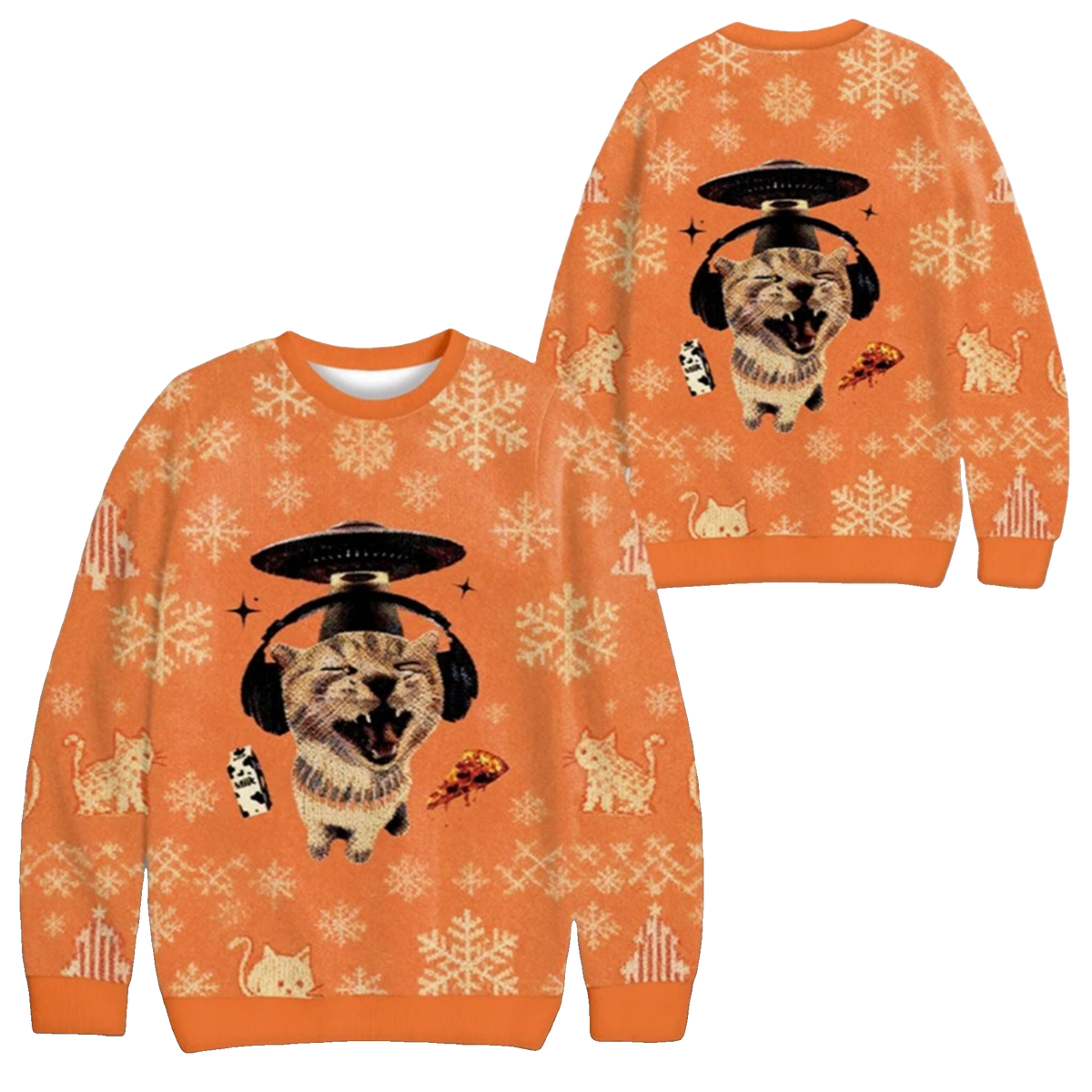 2026 Christmas Alien Cat Meme Ugly Sweater - Moonbestprint
