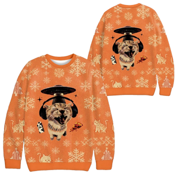 2026 Christmas Alien Cat Meme Ugly Sweater - Moonbestprint
