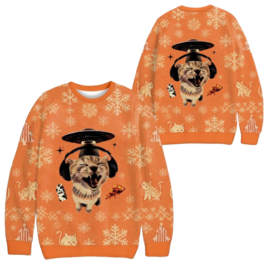 2026 Christmas Alien Cat Meme Ugly Sweater - Moonbestprint