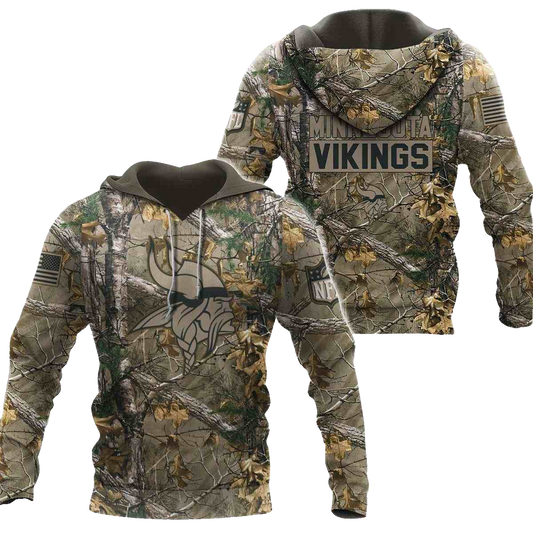 Minnesota Vikings Hunting Camo AOP Hoodie - Moonbestprint