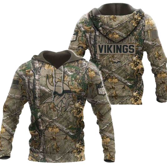 Minnesota Vikings Hunting Camo AOP Hoodie - Moonbestprint