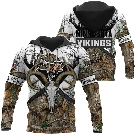 Minnesota Vikings Hunting Camo Style AOP Hoodie - Moonbestprint