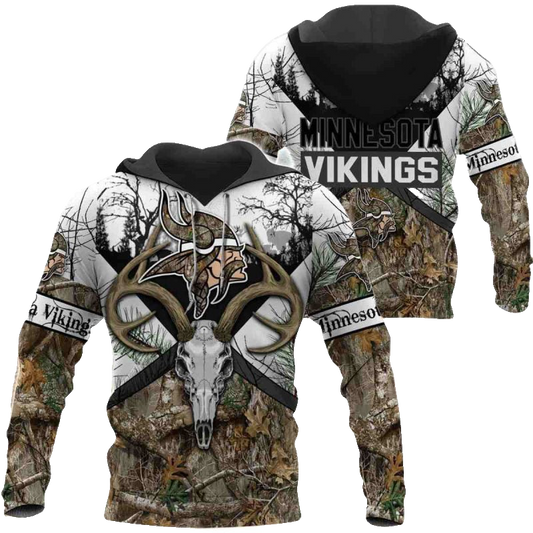 Minnesota Vikings Hunting Camo Style AOP Hoodie - Moonbestprint