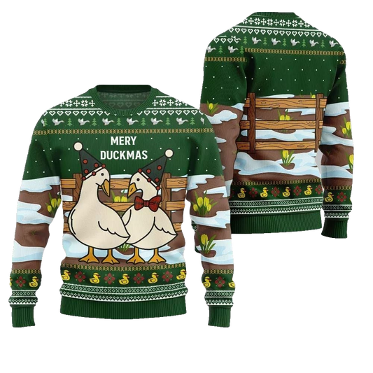 2026 Christmas Adorable Duck Family Farm Ugly Christmas Sweater - Moonbestprint
