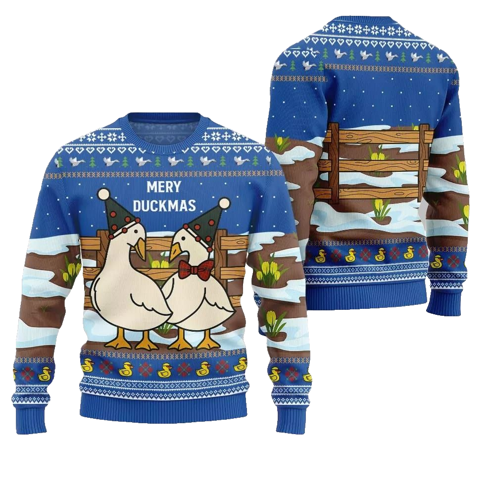 2026 Christmas Adorable Duck Family Farm Ugly Christmas Sweater - Moonbestprint
