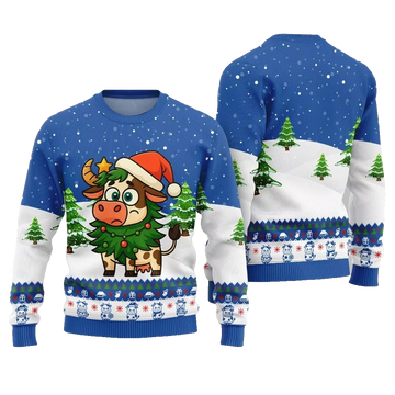 2026 Christmas Adorable Santa Cow Ugly Christmas Sweater - Moonbestprint
