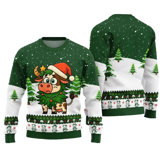 2026 Christmas Adorable Santa Cow Ugly Christmas Sweater - Moonbestprint