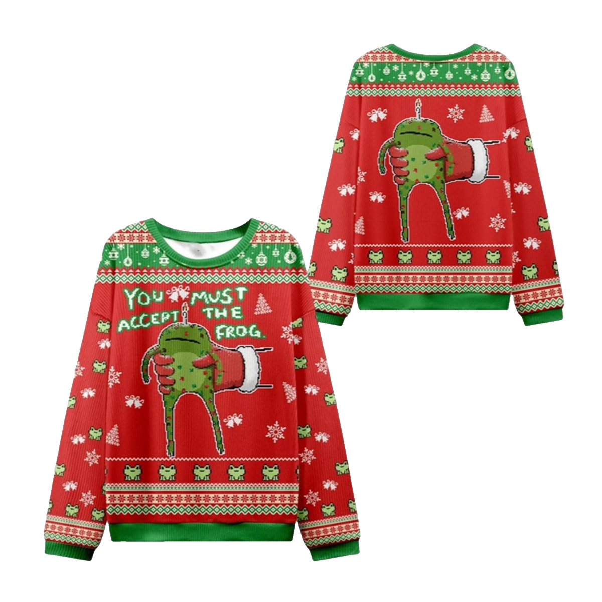 2026 Christmas Accept Japanese Frog Ugly Sweater - Moonbestprint
