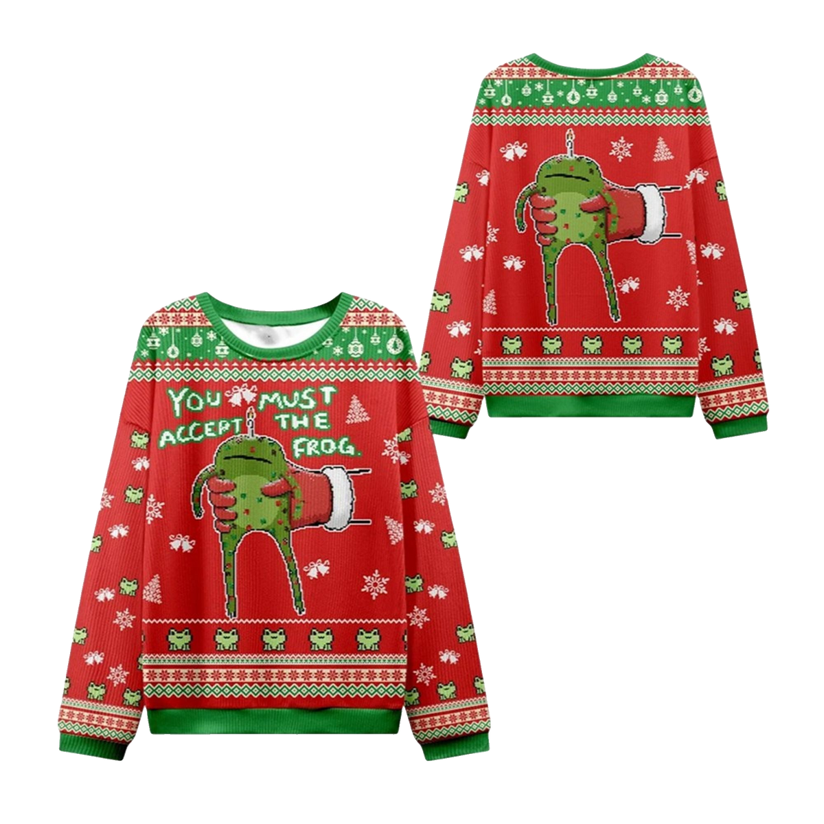 2026 Christmas Accept Japanese Frog Ugly Sweater - Moonbestprint