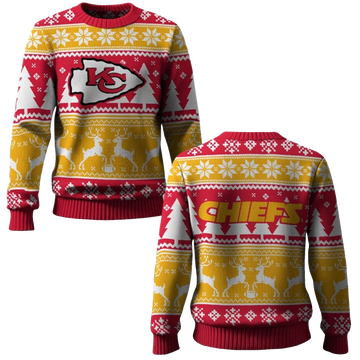 2026 Chiefs Reindeer Football Christmas Ugly Sweater - Moonbestprint