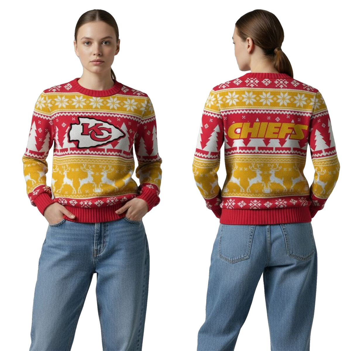 2026 Chiefs Reindeer Football Christmas Ugly Sweater - Moonbestprint