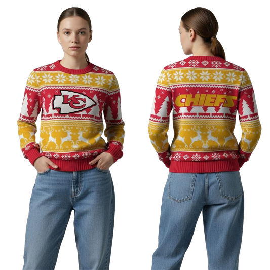 2026 Chiefs Reindeer Football Christmas Ugly Sweater - Moonbestprint
