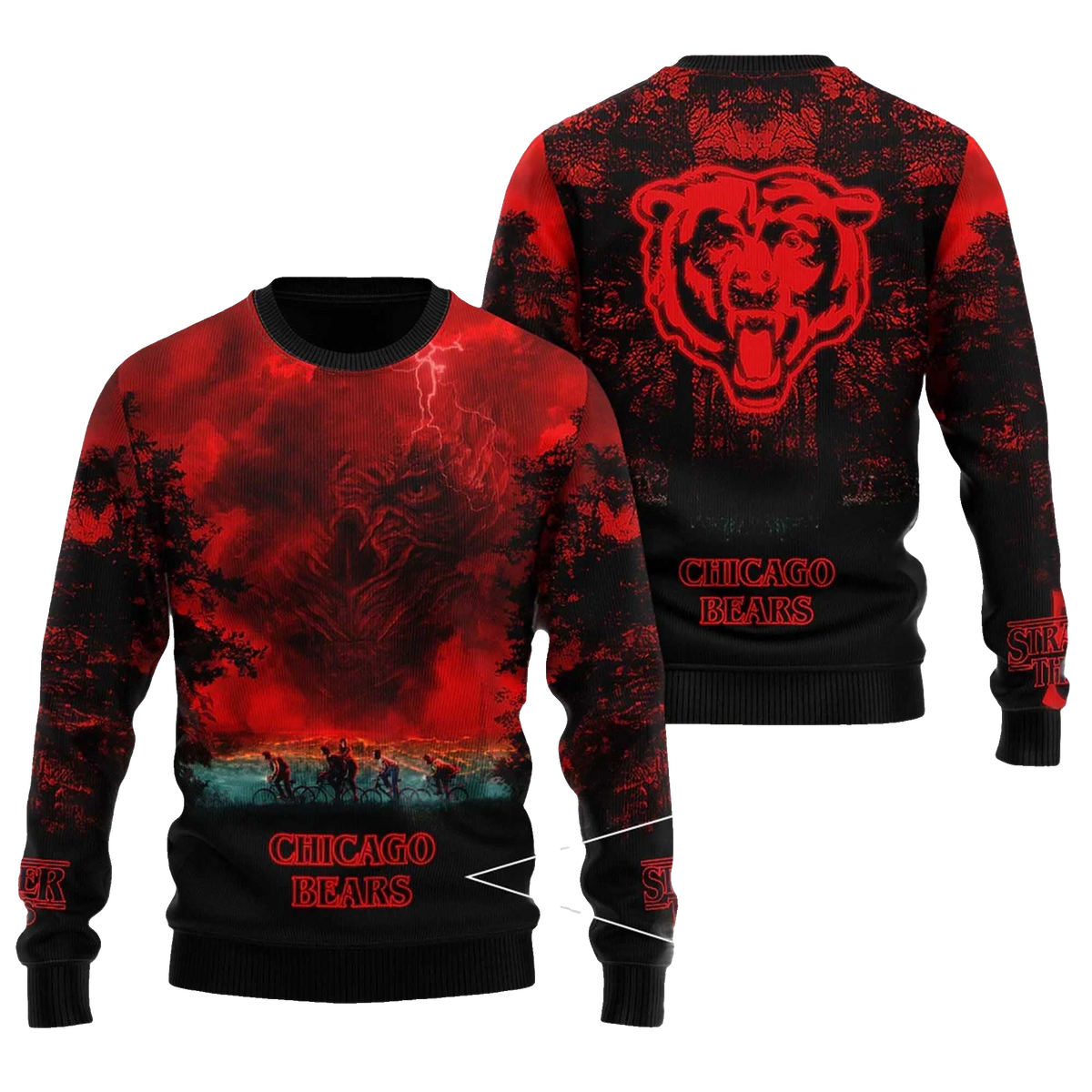 2025 Chicago Bears Stranger Things Ugly Sweater – Moonbestprint