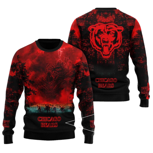2025 Chicago Bears Stranger Things Ugly Sweater – Moonbestprint