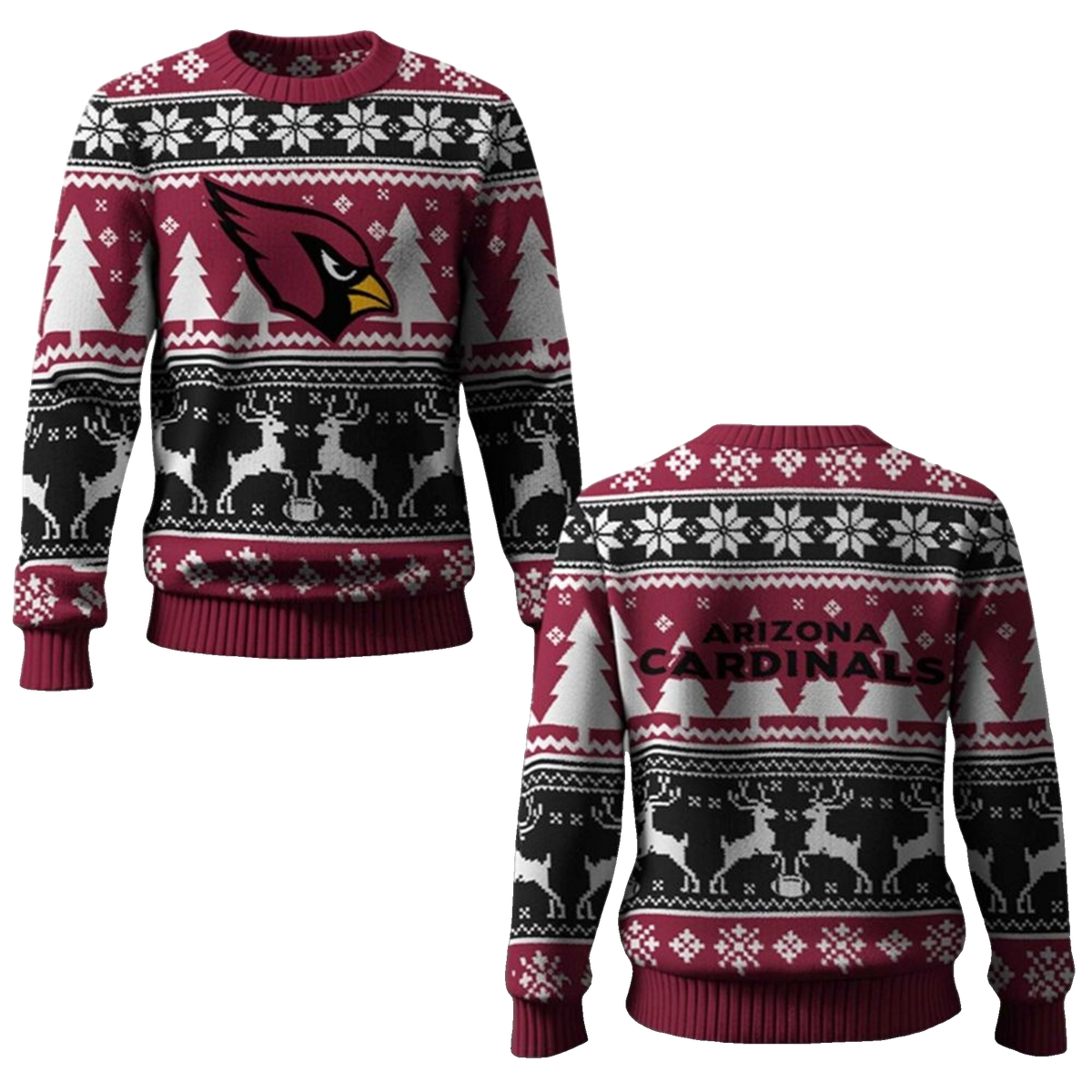 2026 Cardinals Reindeer Football Christmas Ugly Sweater - Moonbestprint