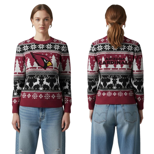 2026 Cardinals Reindeer Football Christmas Ugly Sweater - Moonbestprint