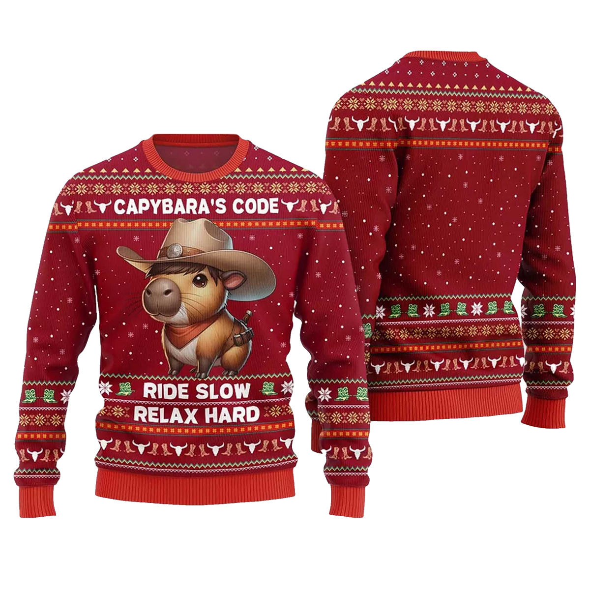 2026 Capybara's Code Ride Slow Relax Hard Ugly Christmas Sweater Moonbestprint