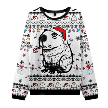 2026 Capybara Smoking Christmas Ugly Sweater Moonbestprint
