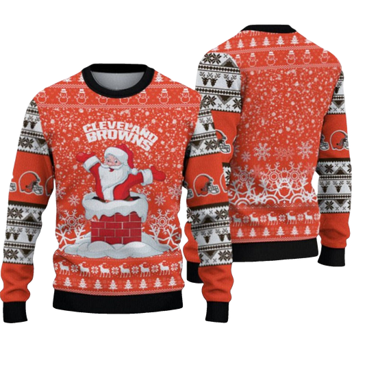2026 Browns Santa Ugly Christmas Sweater - Moonbestprint