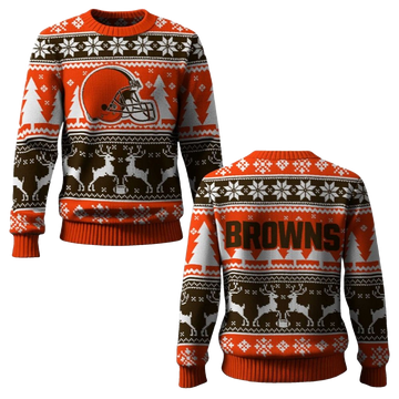2026 Browns Reindeer Football Christmas Ugly Sweater - Moonbestprint