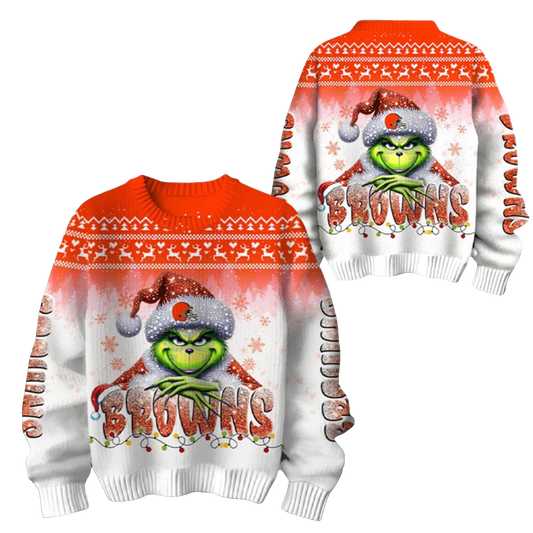 2026 Browns Grnch Season Christmas Ugly Sweater - Moonbestprint