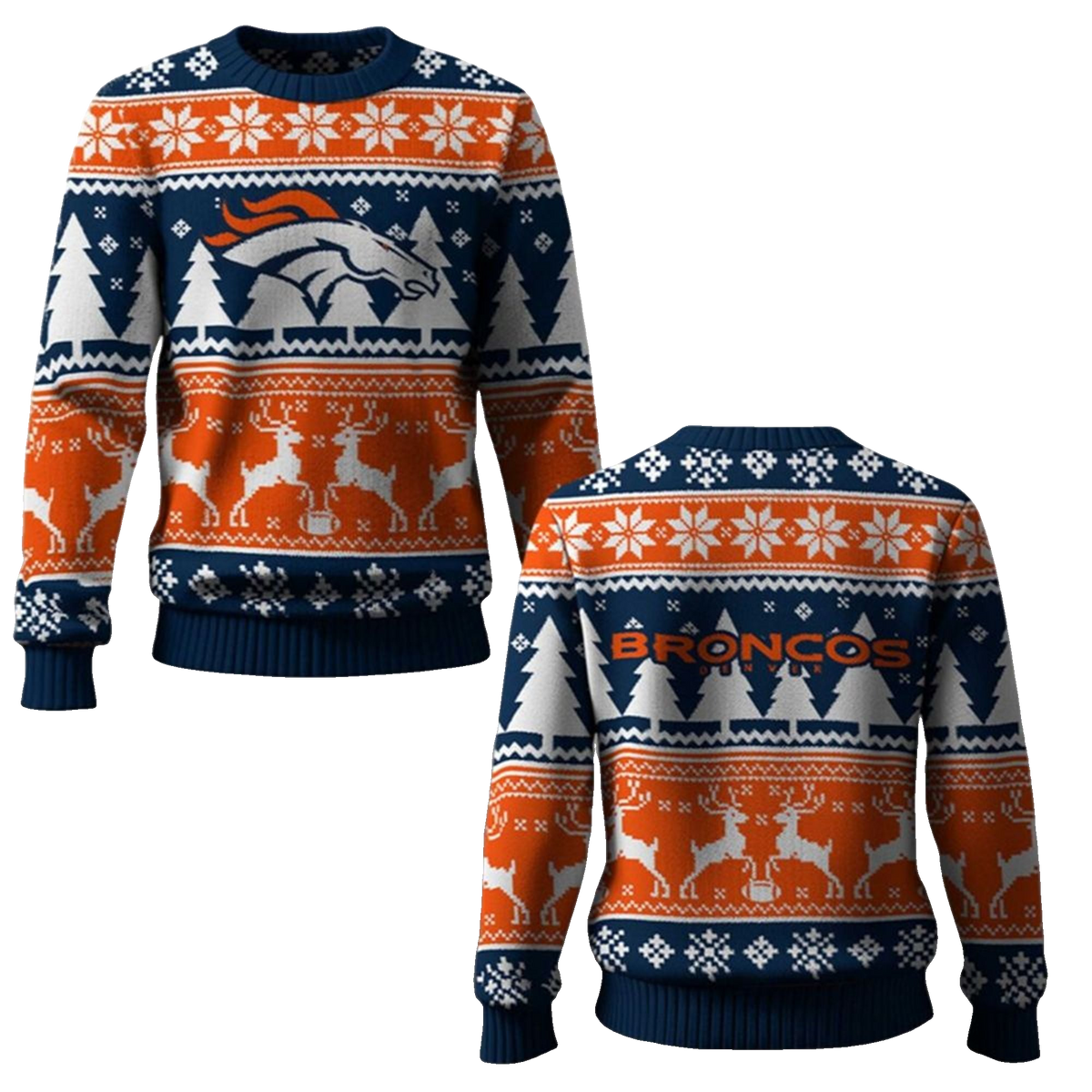 2026 Broncos Reindeer Football Christmas Ugly Sweater - Moonbestprint