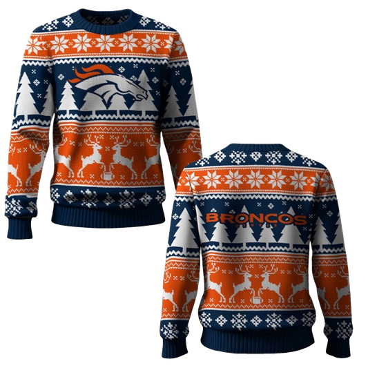 2026 Broncos Reindeer Football Christmas Ugly Sweater - Moonbestprint