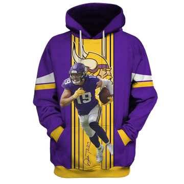 Minnesota Vikings Adam Thielen 19 Jersey With Signature AOP Hoodie - Moonbestprint