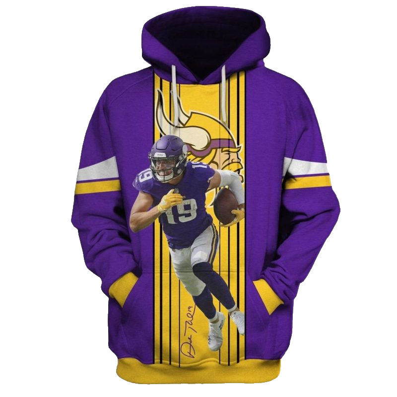 Minnesota Vikings Adam Thielen 19 Jersey With Signature AOP Hoodie - Moonbestprint