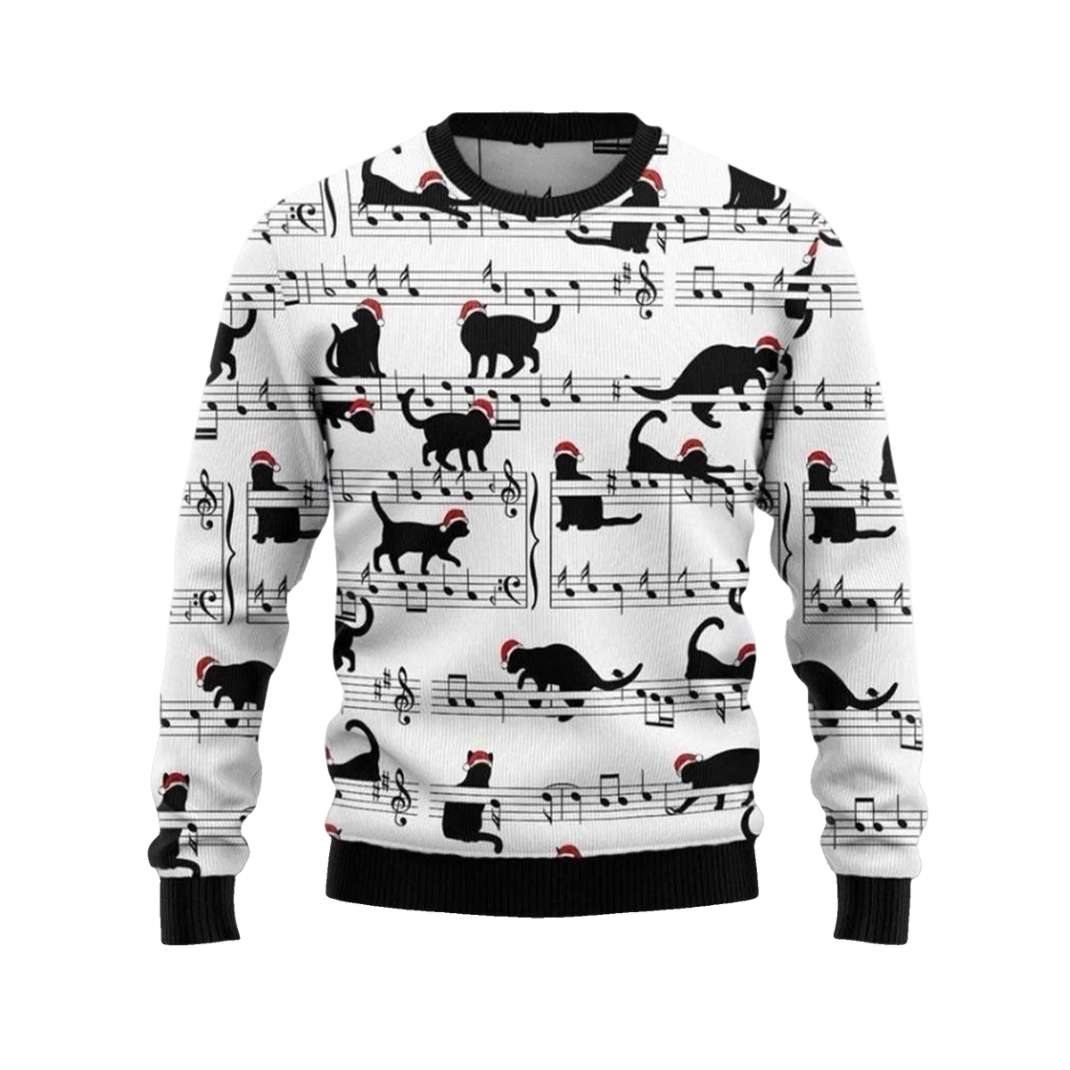 2026 Black Cat Christmas Music Ugly Christmas Sweater Moonbestprint