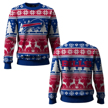 2026 Bills Reindeer Football Christmas Ugly Sweater - Moonbestprint