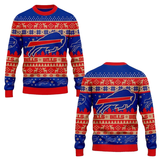 2026 Bills Holiday Touchdown Ugly Christmas Sweater - Moonbestprint