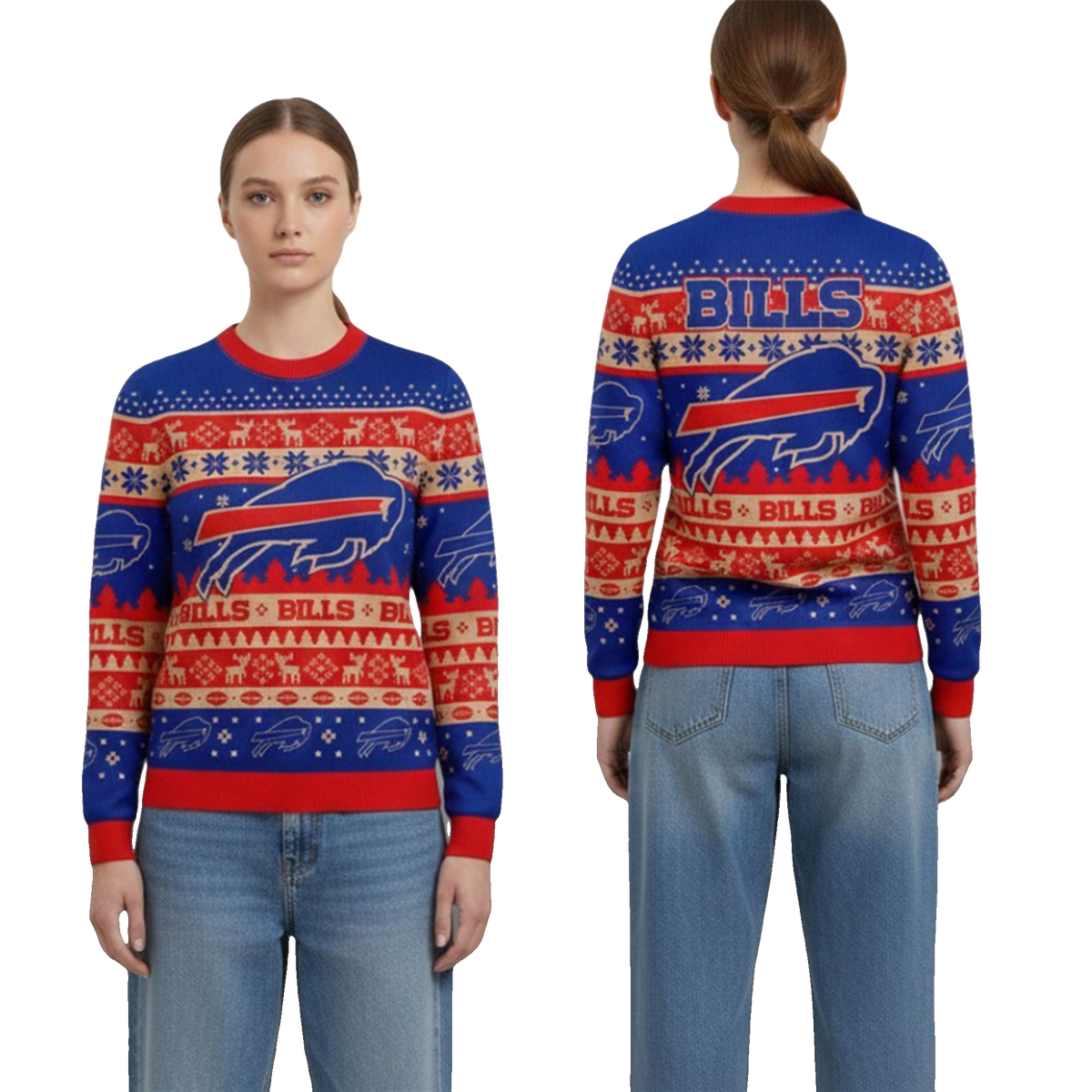 2026 Bills Holiday Touchdown Ugly Christmas Sweater - Moonbestprint